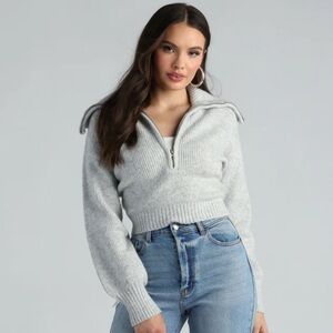 Windsor Half Zip Knit Crop Sweater